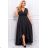 Women's Plus Size (42-46) Long Elegant Party Sleeveless Dress POLISH FASHION PMLBC23265-10 black 48