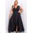 Women's Plus Size (42-46) Long Elegant Party Sleeveless Dress POLISH FASHION PMLBC23265-10 black 48