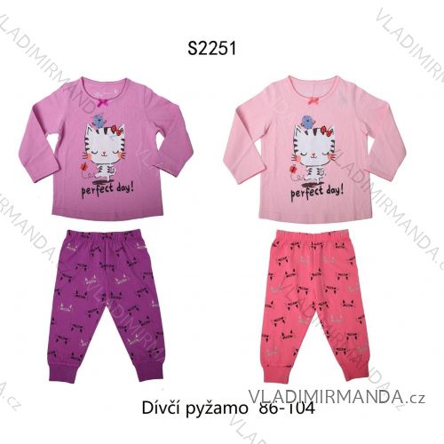 Long children's pajamas for girls (86-104) WOLF S2251