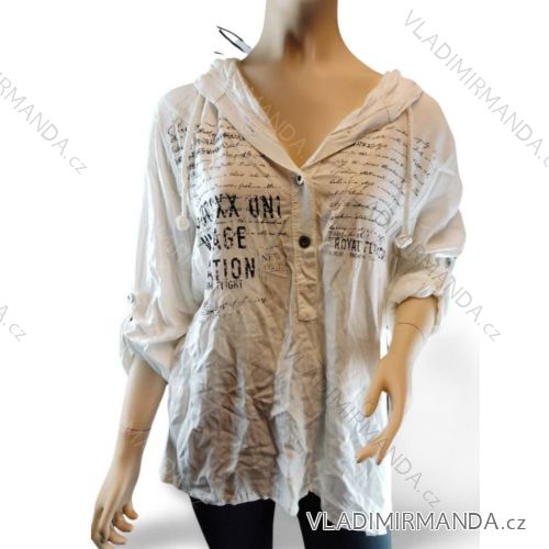 Women's Plus Size Long Sleeve Hooded Tunic (XL/2XL ONE SIZE) ITALIAN FASHION IM424002