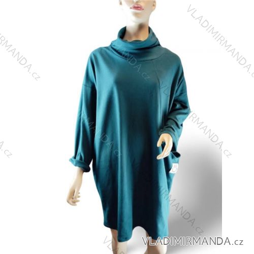 Dress classic 3/4 long sleeve women's plus size (XL/2XL ONE SIZE) ITALIAN FASHION IMC22519 XL/2XL Emerald