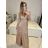 Women's Long Chiffon Short Sleeve Dress (S/M ONE SIZE) ITALIAN FASHION IMWGS231048 Golden S/M