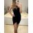 Women's Long Chiffon Short Sleeve Dress (S/M ONE SIZE) ITALIAN FASHION IMWGS231048 S/M black