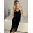 Women's long party velvet dress with straps (S/M ONE SIZE) ITALIAN FASHION IMPMD2326493L