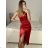 Women's Long Elegant Strapless Dress (S/M ONE SIZE) ITALIAN FASHION IMPMD23333 S/M red