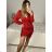 Women's Elegant Long Sleeve Dress (S/M ONE SIZE) ITALIAN FASHION IMPMD2331243L S/M red