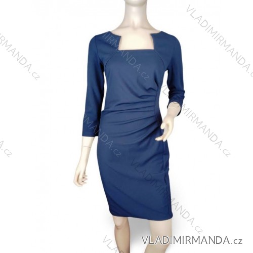 Women's Elegant Long Sleeve Dress (S/M ONE SIZE) ITALIAN FASHION IMM23M6062 dark blue XL