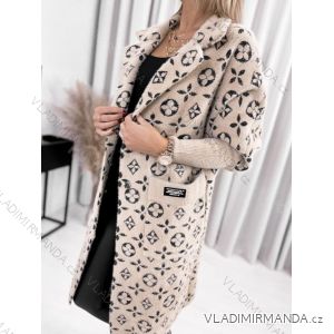 Women's Long Sleeve Hooded Alpaca Coat (S/M ONE SIZE) POLISH FASHION IMWK23747