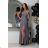 Women's Strapless Long Satin Party Dress (34-42) POLISH FASHION PMLEL24NATHALIE grey 42