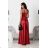 Women's Strapless Long Satin Party Dress (34-42) POLISH FASHION PMLEL24NATHALIE red 40