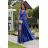 Women's Strapless Long Satin Party Dress (34-42) POLISH FASHION PMLEL24NATHALIE blue 40