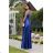 Women's Strapless Long Satin Party Dress (34-42) POLISH FASHION PMLEL24NATHALIE blue 40