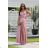 Women's Strapless Long Satin Party Dress (34-42) POLISH FASHION PMLEL24NATHALIE pink 40