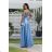 Women's Strapless Long Satin Party Dress (34-42) POLISH FASHION PMLEL24NATHALIE Light blue 40