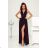 Women's Long Elegant Dress with Wide Straps (SL) FRENCH FASHION FMPEL23VELVET - Colour   black - Size   40