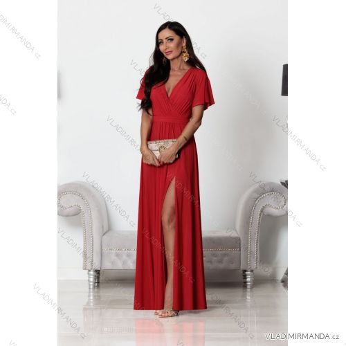Women's Strapless Long Satin Party Dress (34-42) POLISH FASHION PMLEL24NATHALIE red XXL