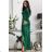 Women's Strapless Long Satin Party Dress (34-42) POLISH FASHION PMLEL24NATHALIE Emerald 42