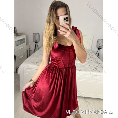 Women's Long Chiffon Short Sleeve Dress (S/M ONE SIZE) ITALIAN FASHION IMWGS231048 Wine S/M