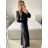 Women's Long Long Sleeve Party Dress (S/M ONE SIZE) ITALIAN FASHION IMM23056 black S/M