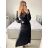 Women's Long Long Sleeve Party Dress (S/M ONE SIZE) ITALIAN FASHION IMM23056 black S/M