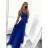 Women's elegant ball gown long straps dress (S / M ONE SIZE) ITALIAN FASHION IMM22650 - Colour   Royal blue - Size   L/XL