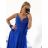 Women's elegant ball gown long straps dress (S / M ONE SIZE) ITALIAN FASHION IMM22650 - Colour   Royal blue - Size   L/XL