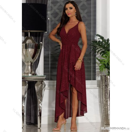 Women's Strapless Long Satin Party Dress (34-42) POLISH FASHION PMLEL24NATHALIE Wine 40