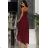 Women's Strapless Long Satin Party Dress (34-42) POLISH FASHION PMLEL24NATHALIE Wine 40