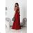 Women's Strapless Long Satin Party Dress (34-42) POLISH FASHION PMLEL24NATHALIE red 42