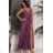 Women's Strapless Long Satin Party Dress (34-42) POLISH FASHION PMLEL24NATHALIE purple 42