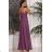 Women's Strapless Long Satin Party Dress (34-42) POLISH FASHION PMLEL24NATHALIE purple 42