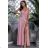 Women's Strapless Long Satin Party Dress (34-42) POLISH FASHION PMLEL24NATHALIE pink 