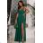 Women's Strapless Long Satin Party Dress (34-42) POLISH FASHION PMLEL24NATHALIE Green 