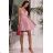 Women's Strapless Long Satin Party Dress (34-42) POLISH FASHION PMLEL24NATHALIE pink 