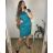 Women's short sleeve dress oversized (L-3XL) POLISH FASHION PMF20013 - Colour   turquoise - Size   44