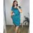 Women's short sleeve dress oversized (L-3XL) POLISH FASHION PMF20013 - Colour   turquoise - Size   44