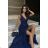 Women's Plus Size (42-46) Long Elegant Party Sleeveless Dress POLISH FASHION PMLBC23265-10 dark blue 44