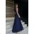 Women's Plus Size (42-46) Long Elegant Party Sleeveless Dress POLISH FASHION PMLBC23265-10 dark blue 44