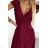 411-8 CRYSTAL long shimmering dress with a neckline - Burgundy color - Colour   Wine
 - Size   2XL