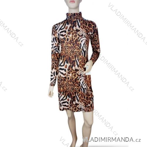 Šaty elegantní s rolákem dlouhý rukáv icecool dámské (S/M ONE SIZE) ITALSKÁ MODA IMM211514 S/M Leopard