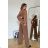 Women's Plus Size (42-46) Long Elegant Party Sleeveless Dress POLISH FASHION PMLBC23265-10 Brown 36