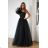 Women's Plus Size (42-46) Long Elegant Party Sleeveless Dress POLISH FASHION PMLBC23265-10 black 38