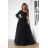 Women's Plus Size (42-46) Long Elegant Party Sleeveless Dress POLISH FASHION PMLBC23265-10 black 38