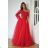 Women's Plus Size (42-46) Long Elegant Party Sleeveless Dress POLISH FASHION PMLBC23265-10 red 34