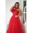 Women's Plus Size (42-46) Long Elegant Party Sleeveless Dress POLISH FASHION PMLBC23265-10 red 34