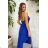 Women's Plus Size (42-46) Long Elegant Party Sleeveless Dress POLISH FASHION PMLBC23265-10 blue 36