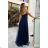 Women's Plus Size (42-46) Long Elegant Party Sleeveless Dress POLISH FASHION PMLBC23265-10 dark blue 34