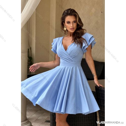 Women's Plus Size (42-46) Long Elegant Party Sleeveless Dress POLISH FASHION PMLBC23265-10 Light blue 34