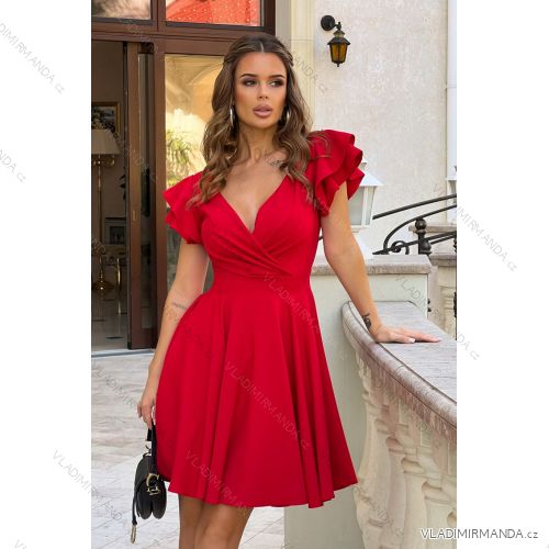 Women's Plus Size (42-46) Long Elegant Party Sleeveless Dress POLISH FASHION PMLBC23265-10 red 34