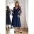 Women's Plus Size (42-46) Long Elegant Party Sleeveless Dress POLISH FASHION PMLBC23265-10 dark blue 44